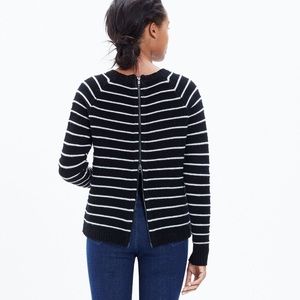 Madewell Palisade Back-Zip Sweater in Cable Stripe